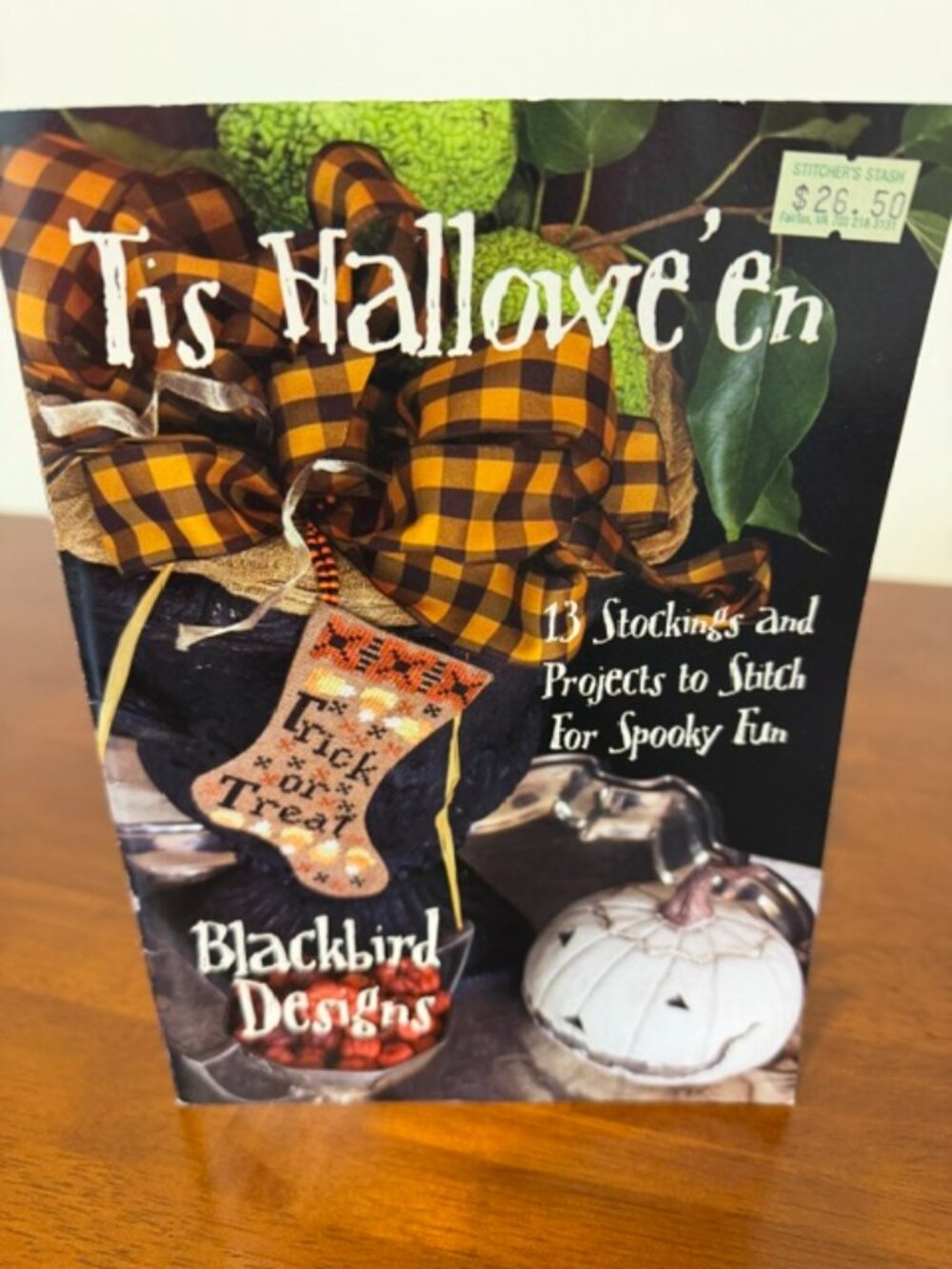 RARE Blackbird Designs Tis Halloween 13 Stockings Book.